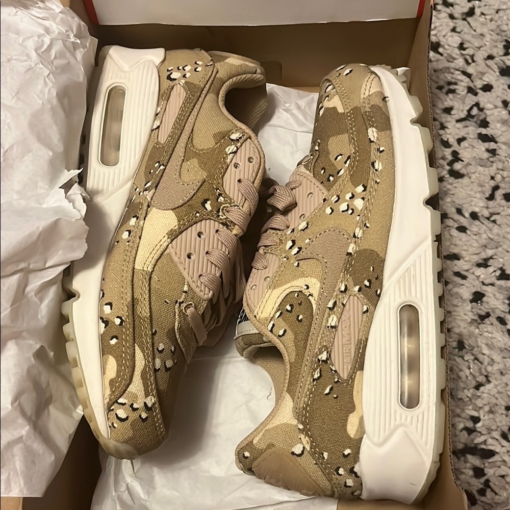 Nike Tan Air Max Sneakers with Camo Design